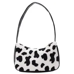 Produktbild: VALICLUD Umhängetasche für Frauen Mini Pelzige Handtasche Achsel Geldbörse Kuhdruck Clutch Tasche Kunstpelz Geldbörse