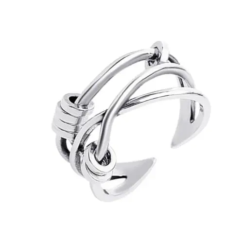 Produktbild: VALICLUD Unregelmäßig Unregelmäßig zappeln Ringe für Angst drehbarer Zappelring Ringe für Frauen ring damen Zappelringe weihnachtsring weihnachtsorringe Öffnungsring Knöchelring Legierung