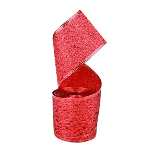 Produktbild: VALICLUD Weihnachten Geschenkband mit Drahtkante Weihnachtsband Ripsband Bandstreifen Dekoband Schleifenband für DIY Basteln Weihnachten Urlaub Hochzeit Verpackung Deko 1 Rolle