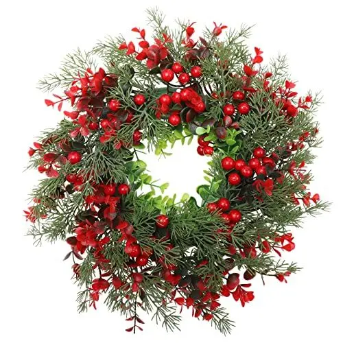 Produktbild: VALICLUD Weihnachtskranz Tannenkranz Türkranz Beerenkranz: Weihnachten Kranz Beeren Girlande Winterkranz Dekokranz Adventskranz Christbaumschmuck Türschild Deko Türdeko Weihnachtsdekoration