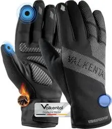 Produktbild: Valkental® Winddichte Fahrradhandschuhe - Gepolstert & Griffig | Winterhandschuhe & Übergangshandschuhe (Herren & Damen) mit Touchscreen Funktion - GloRider