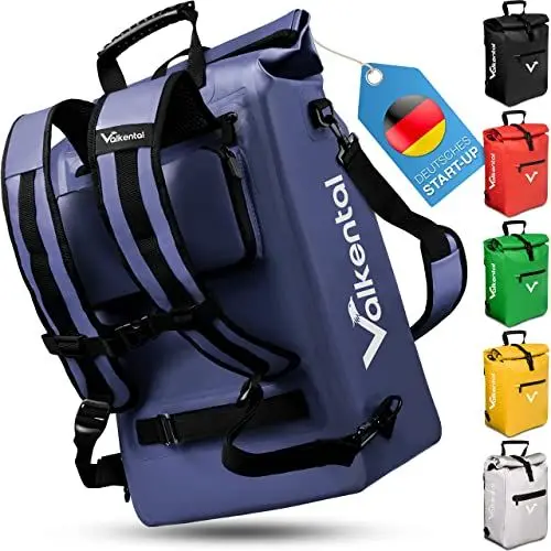 Produktbild: Valkental® 3in1 Fahrradtasche (Bis 25L) - Das Original - Geeignet als Gepäckträgertasche, Rucksack und Umhängetasche - 100% Wasserdicht & Reflektierend - Sichere Befestigung (Abschließbar) Laptopfach
