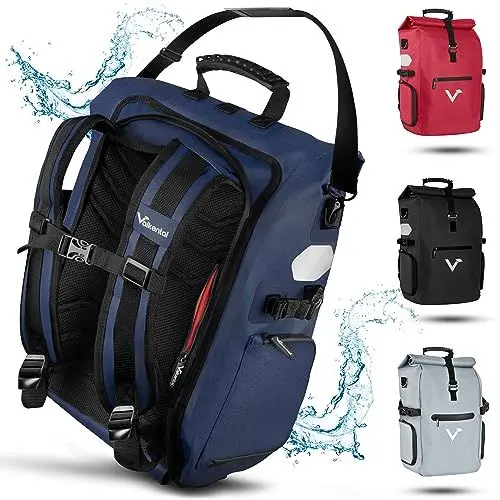 Produktbild: Valkental® - 3in1 Fahrradtasche Pro - Das Original - Hochwertiges Nylon - 23L Volumen - Geeignet als Gepäckträgertasche, Rucksack & Umhängetasche - 100% Wasserdicht - Fahrradtasche für Gepäckträger
