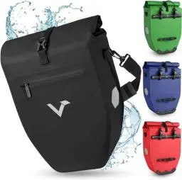 Produktbild: Valkental® Große & wasserdichte Gepäckträgertasche - Fahrradtasche für Gepäckträger mit großen Reflektoren (Abschließbar) Bombenfester Sitz - Mehrfach ausgezeichnet - Gefertigt für Langlebigkeit