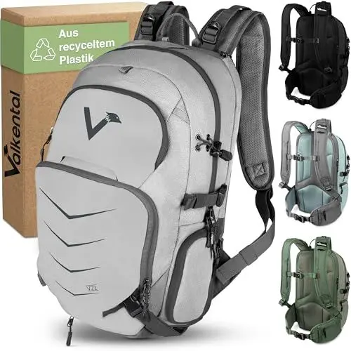 Produktbild: Valkental - Innovativer Rucksack mit perfekter Aufteilung (22L) Erweiterbares Volumen (Kein Schwitzen) Wanderrucksack, Trekkingrucksack, Fahrradrucksack & Outdoor Rucksack - Wasserfest & Reflektierend