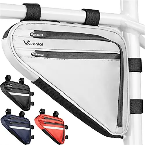 Produktbild: Valkental - Wasserfeste Rahmentasche mit viel Platz - 1,5L Volumen - Fahrradtasche mit Reflektoren und Praktischen Fächern