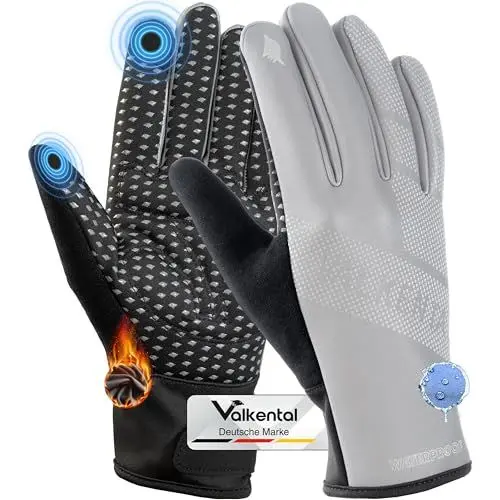 Produktbild: Valkental - wasserdichte Fahrradhandschuhe - Gepolstert & Griffig - Winterhandschuhe & Übergangshandschuhe - Herren & Damen - mit Touchscreen Funktion