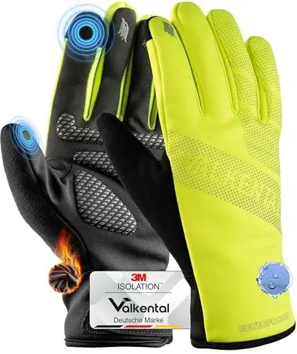 Produktbild: Valkental® wasserdichte Fahrradhandschuhe mit 3M Isolation | Gepolstert & Griffig | Winterhandschuhe & Übergangshandschuhe (Herren & Damen) mit Touchscreen Funktion - GloRider