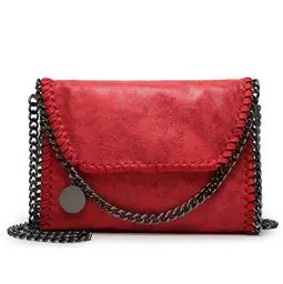 Produktbild: Valleycomfy Damen Handtaschen Clutches Elegante Schultertasche Handtasche Metallic Kette Riemen PU Leder Cross Body Taschen (Rot Neu)