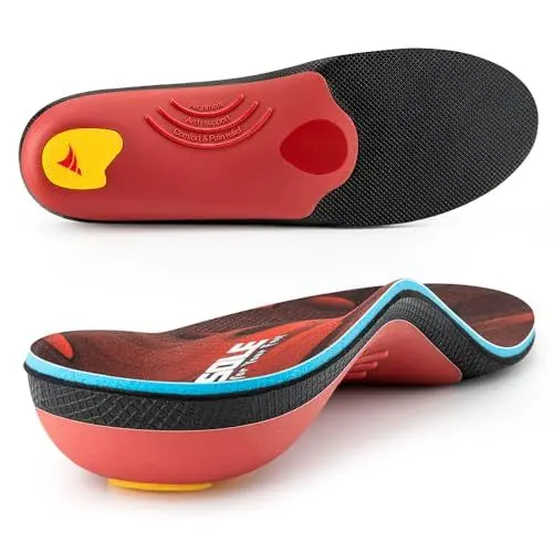 Produktbild: VALSOLE Orthopädische Einlegesohlen Herren & Damen, Plantar Fasciitis Hohe Arch Support Schuheinlagen, Für Fersensporn,Plattfuß, Fußschmerz,einlegesohlen arbeitsschuhe,Rot