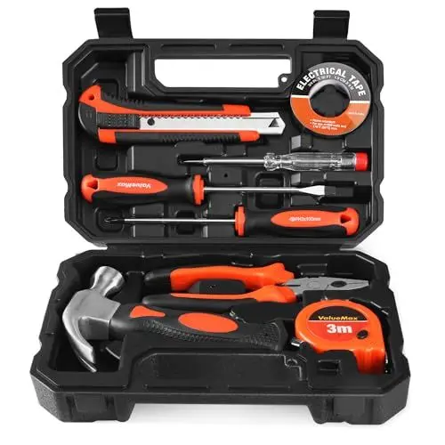 Produktbild: ValueMax Mini Werkzeugset Haushalt 8tlg. Werkzeugsatz mit Aufbewahrungskoffer, für Renovierung und elektrische Reparatur