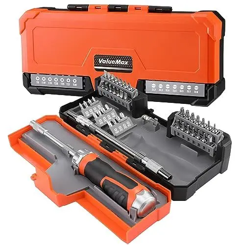 Produktbild: ValueMax Ratschenschraubendreher 43tlg. Set, Schraubendreher Set mit 40 Bits, magnetischer Bithalter, 1/4