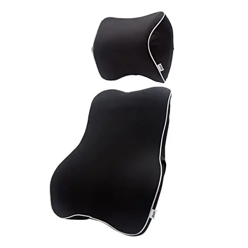 Produktbild: Valuetom Hoher Dichte Gedächtnis Schaum Autositz Rückenstütze mit Nackenkissen Kit, Ergonomisches Lendenwirbel Stützkissen für Zuhause Büro Fahren auf Reisen