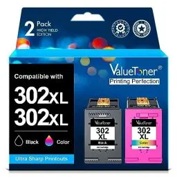 Produktbild: Valuetoner 302 XL Multipack Druckerpatronen für HP 302 Druckerpatronen für HP Envy 4525 4520 4522 4523 4524 Officejet 3830 3831 3833 Deskjet 3630 3636 3638 1110 (2 Pack,302XL 302 XL)