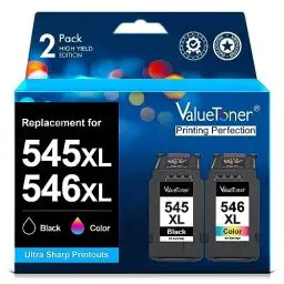 Produktbild: Valuetoner PG-545XL CL-546XL Patronen Ersatz für Canon Druckerpatronen 545 546 545xl 546xl Multipack für Canon Pixma MX495 MX490 TR4650 TR4550 TS3450 TS3551 MG2555S MG2550S (1 Schwarz, 1 Farbe)