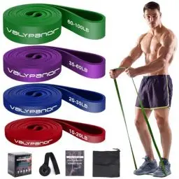 Produktbild: VALYPANOR Widerstandsbänder Set 4 verschiedene Stufen Fitnessbänder Pull Up Übungsbänder für Männer Frauen Fitnessbänder für Krafttraining Yoga,Pilates,CrossFit Bänder mit Türanker Aufbewahrungstasche