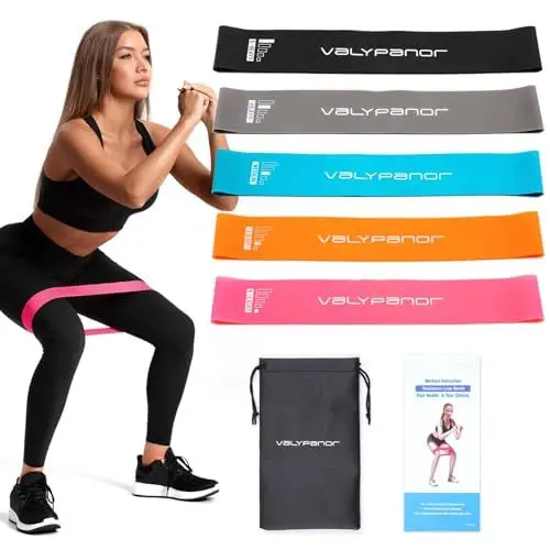 Produktbild: VALYPANOR Widerstandsbänder (5er Set) Fitnessbänder 100% Naturlatex Fitnessband Resistance für Männer und Frauen für Home Gym Workout Yoga Fitness Krafttraining Physiotherapie Kostenlose Tragetasche