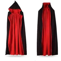 Produktbild: Vampir Kostüm Umhang rot & schwarz mit Kaputze - für Kinder & Erwachsene, für Halloween & Fasching & Karneval Beidseitig