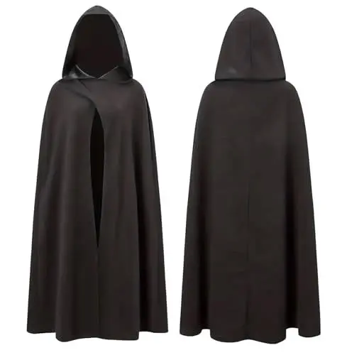Produktbild: Vampir Kostüm - Umhang schwarz mit Kaputze - Verkleidung für Halloween & Fasching & Karneval - Kinder & Erwachsene