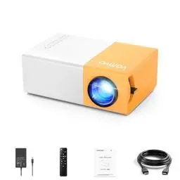 Produktbild: Vamvo Mini Beamer YG300Pro, tragbarer LED-Videoprojektor, kompatibel mit Smartphone/PS4/Fire Stick, 1080p Full HD, Bluetooth 5.4 Audio, Yellow+White, HDMI/USB/3,5 mm Klinkenstecker