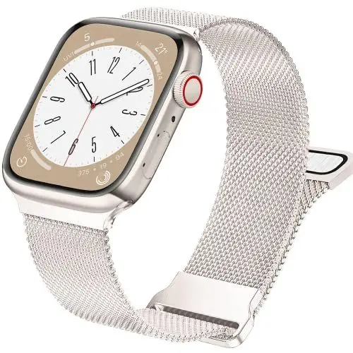 Produktbild: Vamyzji Kompatibel mit Apple Watch 10 Armband 42mm(Series 10) 41mm 40mm 38mm, Mesh Loop Magnetisch, Milanese für Apple Watch SE für iWatch Series 10 9 8 7 6 5 4 3 2 1 Damen Herren (Polarstern)