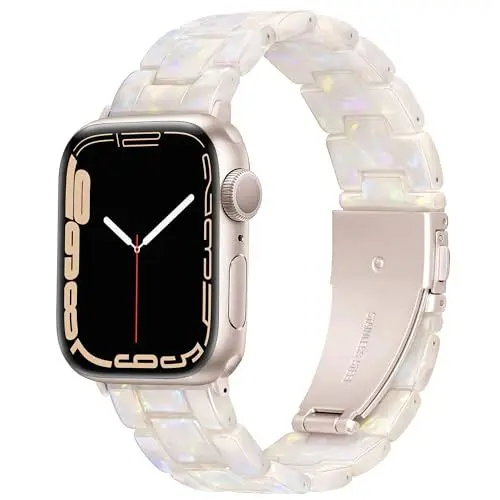 Produktbild: Vamyzji Kompatibel mit Apple Watch Armband 42mm(Series10) 41mm 40mm 38mm, Leichtes Wasserfestes Harz Verstellbares Ersatzband für Apple Watch Series 10 9 8 7 6 5 4 3 2 1 SE, Damen/Herren