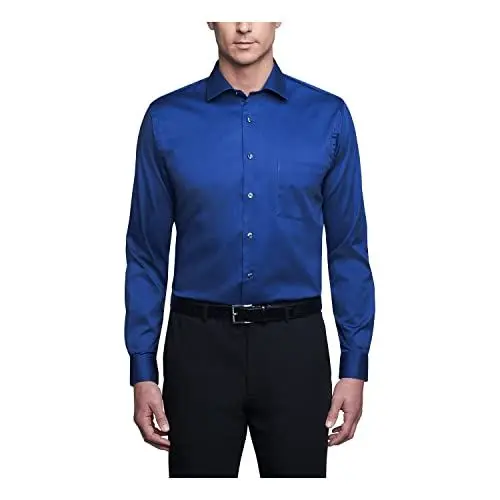Produktbild: Van Heusen Herren Hemd, Normale Passform, Flexibler Kragen, Stretch, Einfarbig Smokinghemd, königsblau, 42 cm Hals 91 cm-94 cm Ärmel