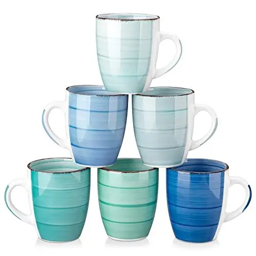 Produktbild: vancasso Kaffeetassen Steingut, BONITA 6-teiliges Tassen Set, 350ml Kaffeebecher mit Henkel