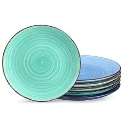 Produktbild: vancasso BONITA Speiseteller Steingut, Essteller set 6 Personen, Ø 27 cm Teller Set, Geschirr für Spülmaschine und Mikrowelle, Pastateller, Frühstücksteller, Kuchenteller, Kühle Farbe