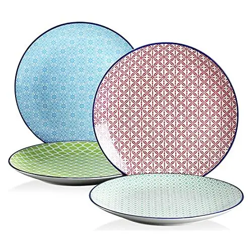 Produktbild: vancasso Desserteller Porzellan, 4 teilig Kuchenteller bunt, Macaron Ø 21,5 cm Flachteller für Frühstück