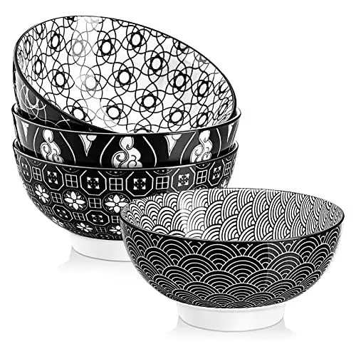 Produktbild: vancasso Haruka 4-teilig Müslischalen aus Porzellan, Schalen Set, 15,2 cm Durchmesser für Obst, Nuddeln usw.