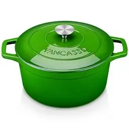 Produktbild: vancasso Induktionskochtopf, Grün, Kasserolle aus Gusseisen, 5 l, Antihaft-Kochtopf, ofenfest, verwendet als Eintopf, Suppe, mit Deckel, rund, nährend und lecker, 26 x 13 cm