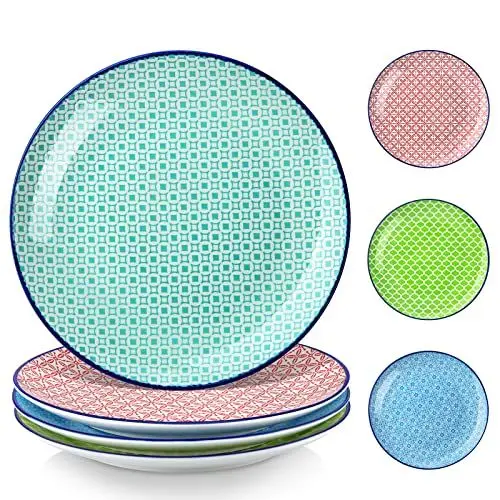 Produktbild: vancasso Speiseteller Porzellan, Macaron 4 teilig Flachteller bunt, Geschirr Tellerset Frühstückteller Essteller