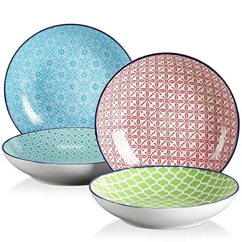 Produktbild: vancasso Suppenteller Porzellan, Maracon 4 teilig Tiefteller bunt, Ø 21,2 cm, Füllmenge 800 ml Geschirr Tellerset Suppenschalen