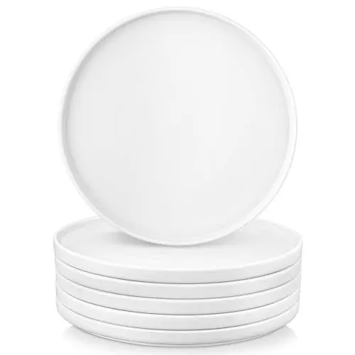 Produktbild: vancasso VENUS Speiseteller Steingut, Essteller set 6 Personen, Ø 10.5 inch Teller Set, Geschirr für Spülmaschine und Mikrowelle, Pastateller, Frühstücksteller, Kuchenteller, Weiß Farbe