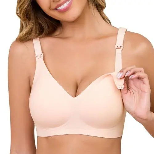 Produktbild: Vancavoo Still BH Ohne Bügel Damen Nahtloser Still-BH Komfort Schwangerschafts BH Mutterschaft Bustier mit Zusätzlichen BH-Verlängerung Stillen und Schlaf,Beige,XXL