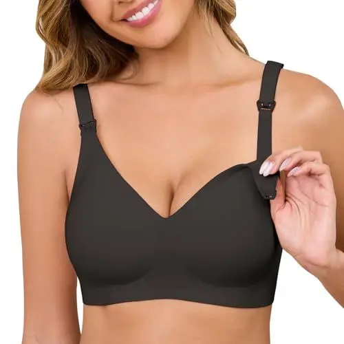 Produktbild: Vancavoo Still BH Ohne Bügel Damen Nahtloser Still-BH Komfort Schwangerschafts BH Mutterschaft Bustier mit Zusätzlichen BH-Verlängerung Stillen und Schlaf,Schwarz,S