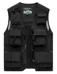 Produktbild: Vanchenl Herren Freizeit Safari Angeln Outdoor Arbeit Weste Jacke Foto Reise Cargo Mesh Weste Multi Taschen Schwarz L