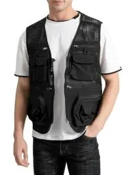 Produktbild: Vanchenl Herren Outdoor Arbeit Mesh Angeln Weste Utility Multi Pocket Schießen Safari Reise Fotografie Waistcoatt Schwarz XL