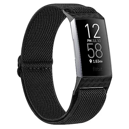 Produktbild: Vancle Armband für Fitbit Charge 4/3/SE - Nylon Sport Verstellbares Ersatzband für Damen und Herren (Schwarz)