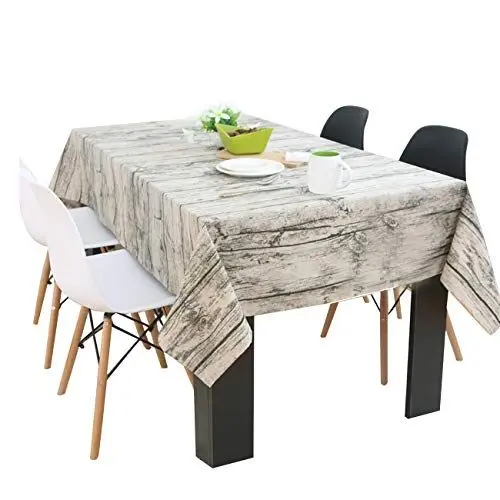 Produktbild: VandenHome Tischdecke Hellgrau Tafeldecke Tischwäsche Tischtücher Leinenoptik Gartentischdecke Abwaschbar Holzmaserung (S)