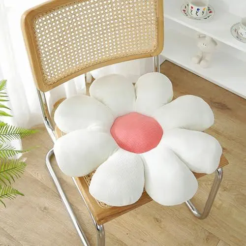 Produktbild: VanderHOME Dekorative Kissen, Blumenkissen, Büro-Sofa-Kissen, Tatami Blumenförmiges Plüsch-Dekor der bequemen Sitzkissen für Kinderzimmer Hause Sofa Dekoration M-Beige