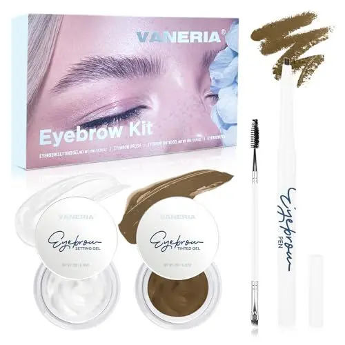 Produktbild: VANERIA Augenbrauen Gel für Lang Anhaltendes,Eyebrow Gel,Augenbrauenstift für Gezähmte Augenbrauen Fixierte Augenbrauenfarbe,Augenbrauen Pomade+Augenbrauen Bürste,Augen Make-Up（Hellbraun）