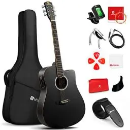 Produktbild: Vangoa 4/4 Elektro Akustische Gitarre mit 4 Band EQ Cutaway 41 Zoll Elektrische Akustikgitarre Set für Anfänger Erwachsene mit Anfänger Kits, Schwarz