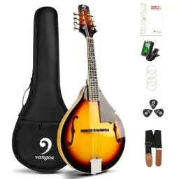 Produktbild: Vangoa Akustische Mandolinen Instrument 8 Saiten A-Stil Sunburst Mandoline Set für Anfänger Erwachsene Studenten Kinder mit Gigbag, Stimmgerät, Saiten, Plektren