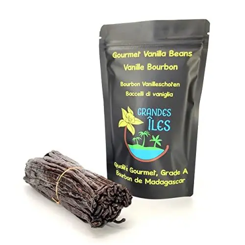 Produktbild: Vanilleschoten aus Madagaskar 10 extra-frische Gourmet-Schoten, nicht geteilt, 14 cm/ca. 2 g pro Schote. Bourbon extra Qualität in frischen wiederverschließbaren Beuteln, ausgewählt von Grandes Îles