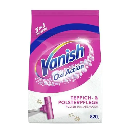 Produktbild: Vanish Oxi Action Polster- und Teppichreiniger Pulver – 1 x 820 g - Großflächen Reinigungsmittel für Teppiche und Polster gegen Schmutz, schlechten Geruch und Staub