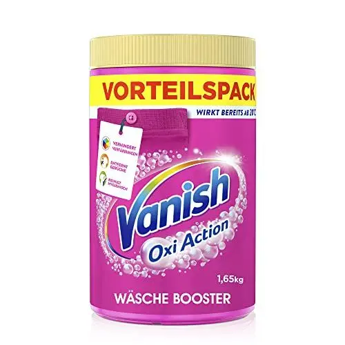 Produktbild: Vanish Oxi Action Pulver Pink – 1 x 1,65 kg – Fleckenentferner und Wäsche-Booster Pulver ohne Chlor – Für bunte Wäsche