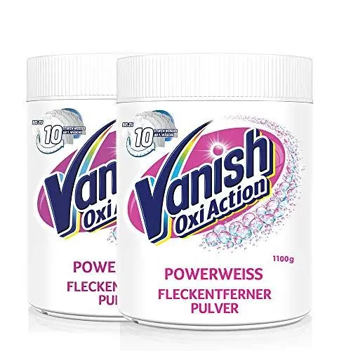 Produktbild: Vanish Oxi Action Pulver Powerweiss – Fleckenentferner Pulver ohne Chlor – Zum Waschen, Vorbehandeln und Einweichen weißer Wäsche – 2 x 1,1 kg
