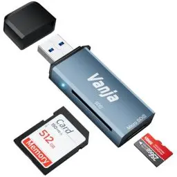 Produktbild: Vanja SD Kartenleser, USB 3.0 SD Karten Adapter High-Speed SD Card Reader Unterstützt SD/MicroSD/SDHC/SDXC/MMC/UHS-I Karte Kompatibel mit Mac, Windows, Linux, PC, Laptop